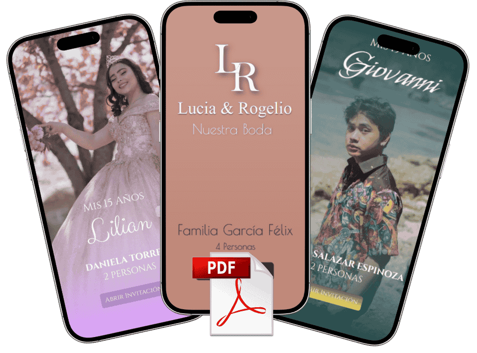 Paquete Premium Invitaciones Digitales para 15 Años o Bodas