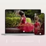 Invitación virtual para enviar por whatsapp, editar, gratis monograma modelo Daniela