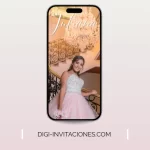 Invitaciones digitales para quinceañera 15 años, xv años pdf personalizado, editable, gratis monograma, para enviar por whatsapp modelo Elegante clasico