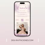 Invitaciones digitales para quinceañera 15 años, xv años pdf personalizado, editable, gratis monograma, para enviar por whatsapp modelo mariposas doradas
