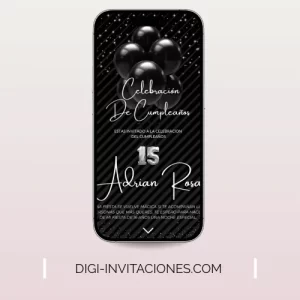 Invitaciones digitales para quinceañera 15 años, xv años pdf personalizado, editable, gratis monograma, para enviar por whatsapp modelo para chico hombre varon joven