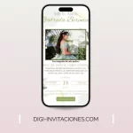 Invitaciones digitales para quinceañera 15 años, xv años pdf personalizado, editable, gratis monograma, para enviar por whatsapp modelo verde naturalez