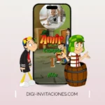 Invitación digital Infantil para niña, temática de El chavo del 8, Digi Invitaciones