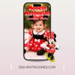 Invitación digital Infantil para niña, temática de Minnie Mouse, Mickey Mouse, Digi Invitaciones