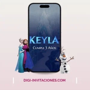 Invitación digital Infantil para niña, temática de frozen, Digi Invitaciones