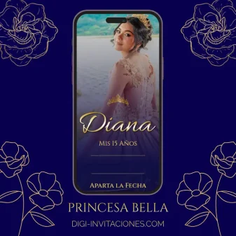 Invitación digital de quinceañera para whatsapp, bella y la bestia, Estados Unidos, México, sweet 16, mis 15